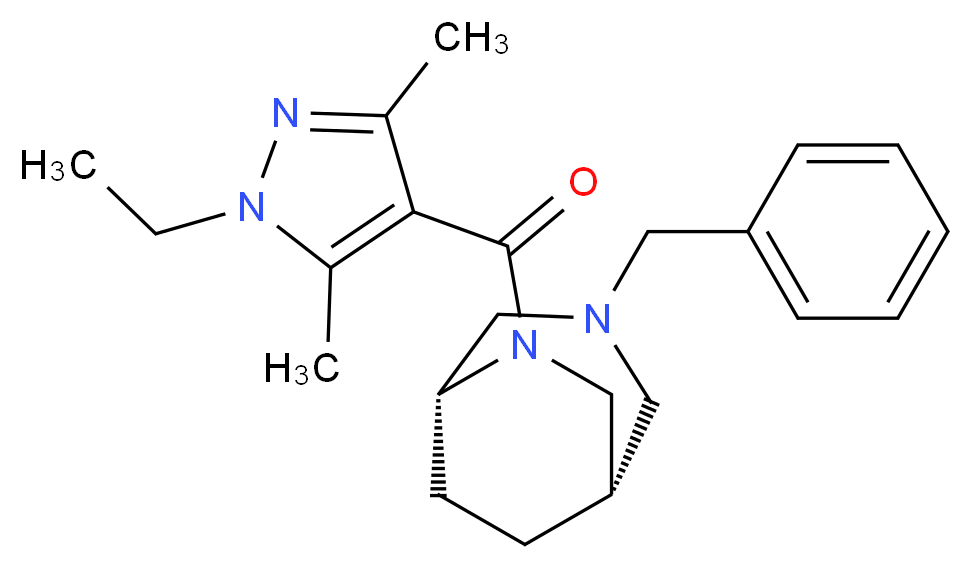 (1S*,5R*)-3-benzyl-6-[(1-ethyl-3,5-dimethyl-1H-pyrazol-4-yl)carbonyl]-3,6-diazabicyclo[3.2.2]nonane_Molecular_structure_CAS_)