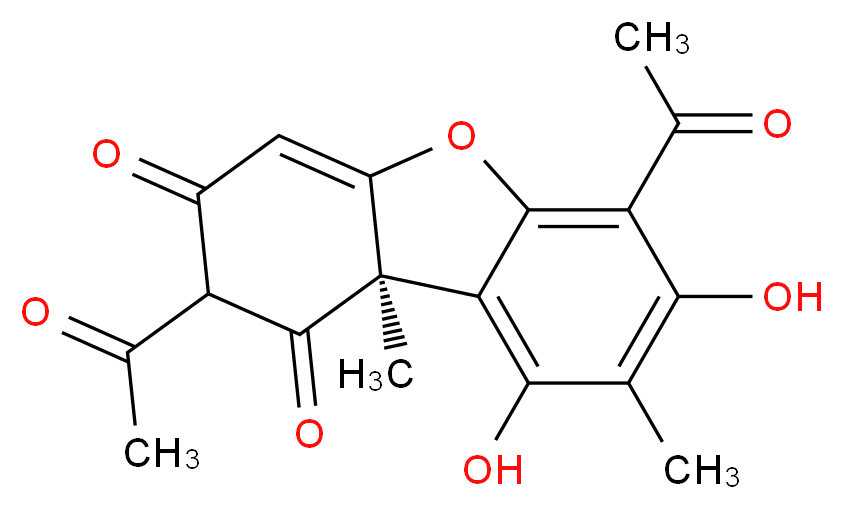 (9bR)-2,6-diacetyl-7,9-dihydroxy-8,9b-dimethyldibenzo[b,d]furan-1,3(2H,9bH)-dione_Molecular_structure_CAS_)
