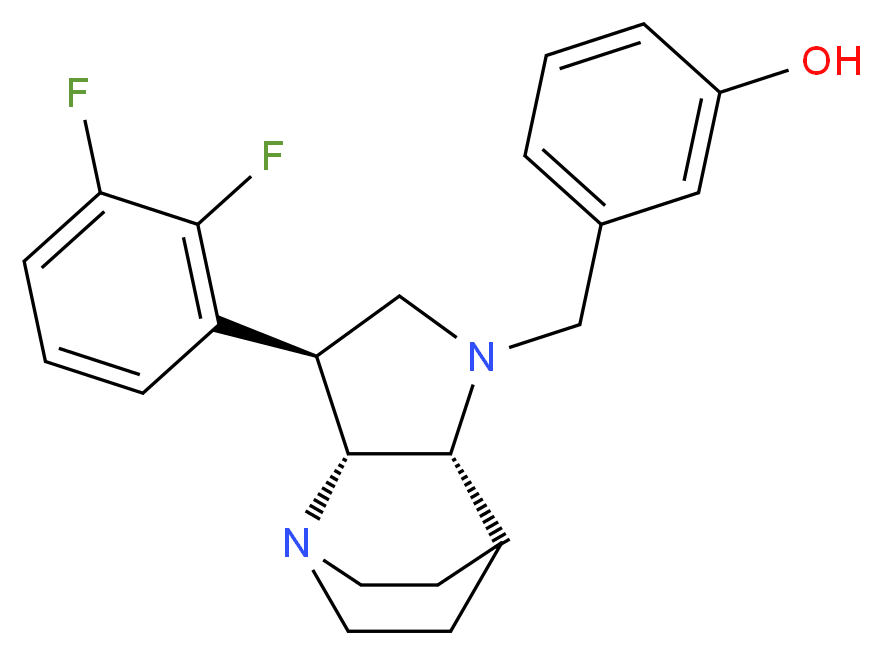 3-{[(2R*,3S*,6R*)-3-(2,3-difluorophenyl)-1,5-diazatricyclo[5.2.2.0~2,6~]undec-5-yl]methyl}phenol_Molecular_structure_CAS_)