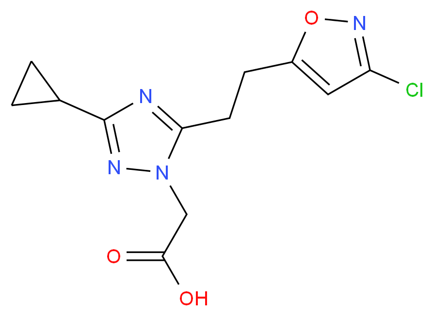 {5-[2-(3-chloroisoxazol-5-yl)ethyl]-3-cyclopropyl-1H-1,2,4-triazol-1-yl}acetic acid_Molecular_structure_CAS_)