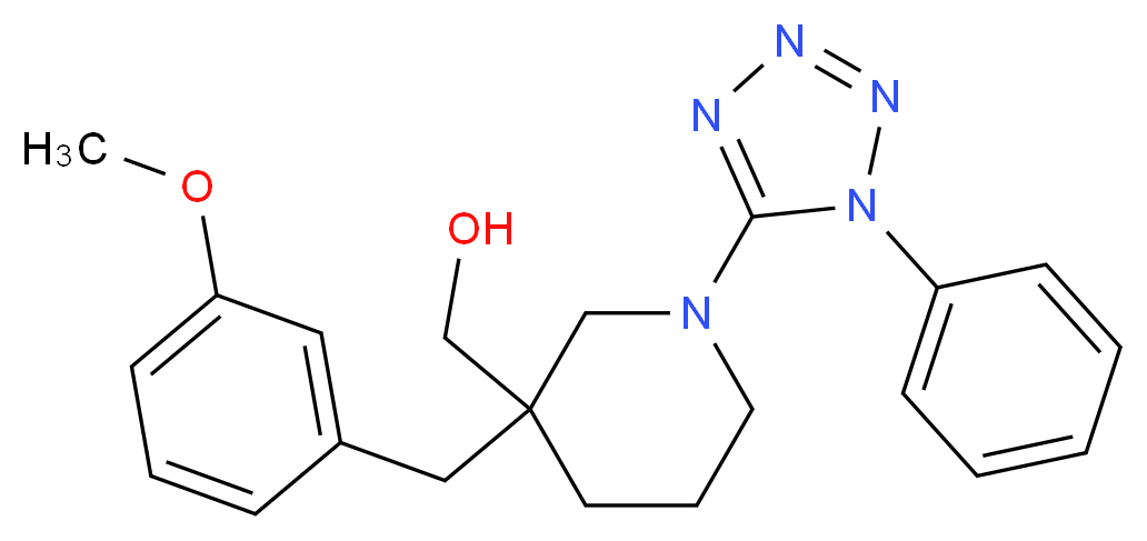 [3-(3-methoxybenzyl)-1-(1-phenyl-1H-tetrazol-5-yl)piperidin-3-yl]methanol_Molecular_structure_CAS_)