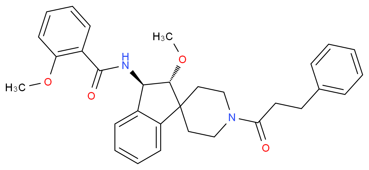 2-methoxy-N-[(2R*,3R*)-2-methoxy-1'-(3-phenylpropanoyl)-2,3-dihydrospiro[indene-1,4'-piperidin]-3-yl]benzamide_Molecular_structure_CAS_)