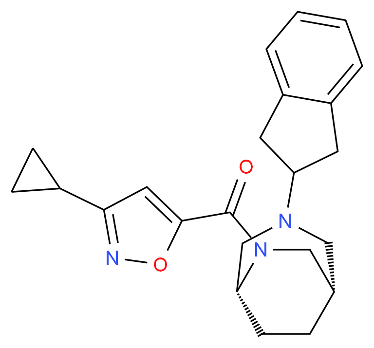 (1S*,5R*)-6-[(3-cyclopropylisoxazol-5-yl)carbonyl]-3-(2,3-dihydro-1H-inden-2-yl)-3,6-diazabicyclo[3.2.2]nonane_Molecular_structure_CAS_)