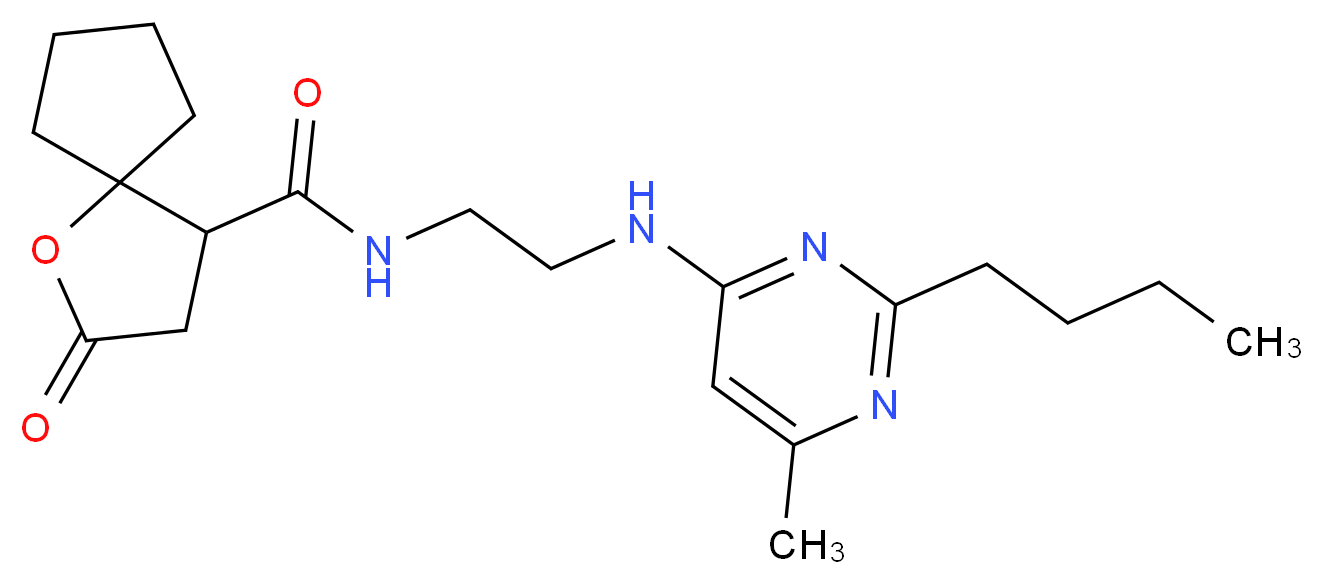 N-{2-[(2-butyl-6-methylpyrimidin-4-yl)amino]ethyl}-2-oxo-1-oxaspiro[4.4]nonane-4-carboxamide_Molecular_structure_CAS_)