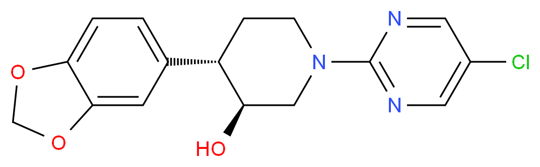 (3S*,4S*)-4-(1,3-benzodioxol-5-yl)-1-(5-chloropyrimidin-2-yl)piperidin-3-ol_Molecular_structure_CAS_)
