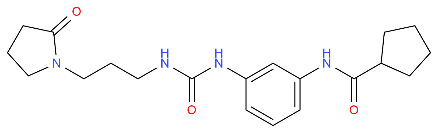 N-{3-[({[3-(2-oxopyrrolidin-1-yl)propyl]amino}carbonyl)amino]phenyl}cyclopentanecarboxamide_Molecular_structure_CAS_)