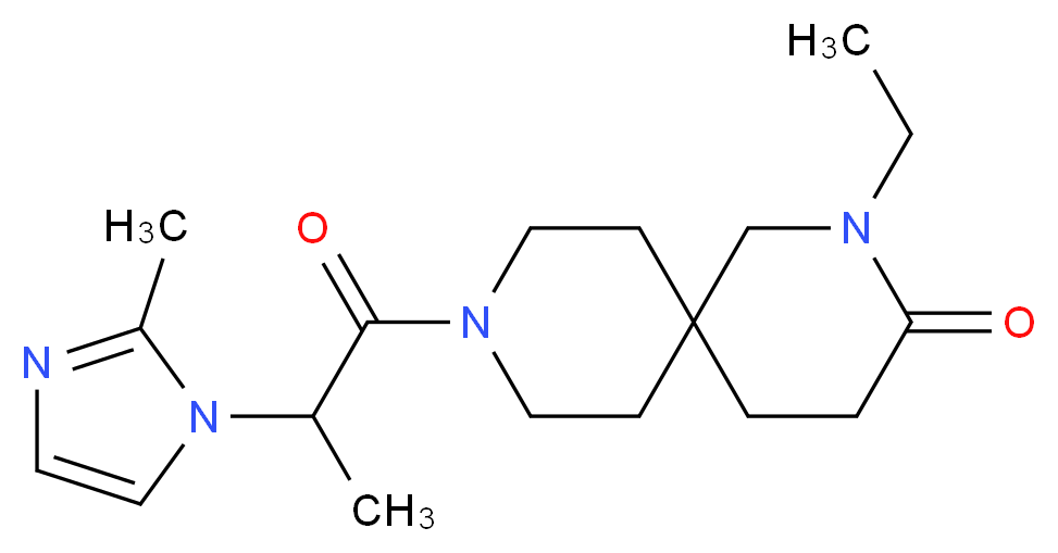 2-ethyl-9-[2-(2-methyl-1H-imidazol-1-yl)propanoyl]-2,9-diazaspiro[5.5]undecan-3-one_Molecular_structure_CAS_)
