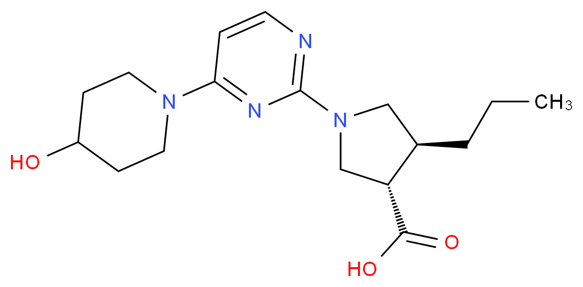 (3S*,4S*)-1-[4-(4-hydroxy-1-piperidinyl)-2-pyrimidinyl]-4-propyl-3-pyrrolidinecarboxylic acid_Molecular_structure_CAS_)