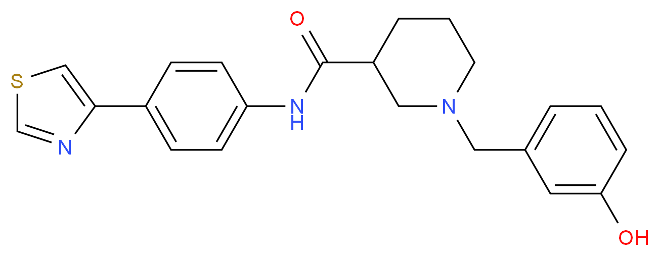 1-(3-hydroxybenzyl)-N-[4-(1,3-thiazol-4-yl)phenyl]-3-piperidinecarboxamide_Molecular_structure_CAS_)