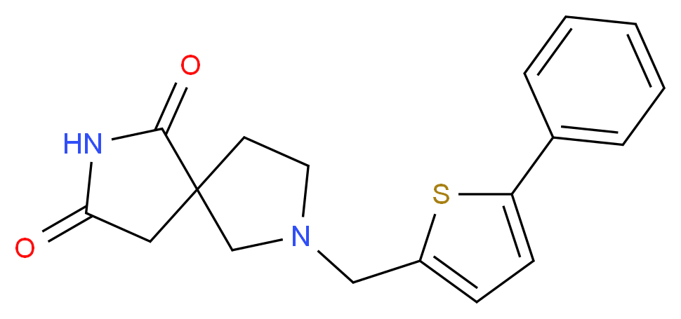7-[(5-phenyl-2-thienyl)methyl]-2,7-diazaspiro[4.4]nonane-1,3-dione_Molecular_structure_CAS_)