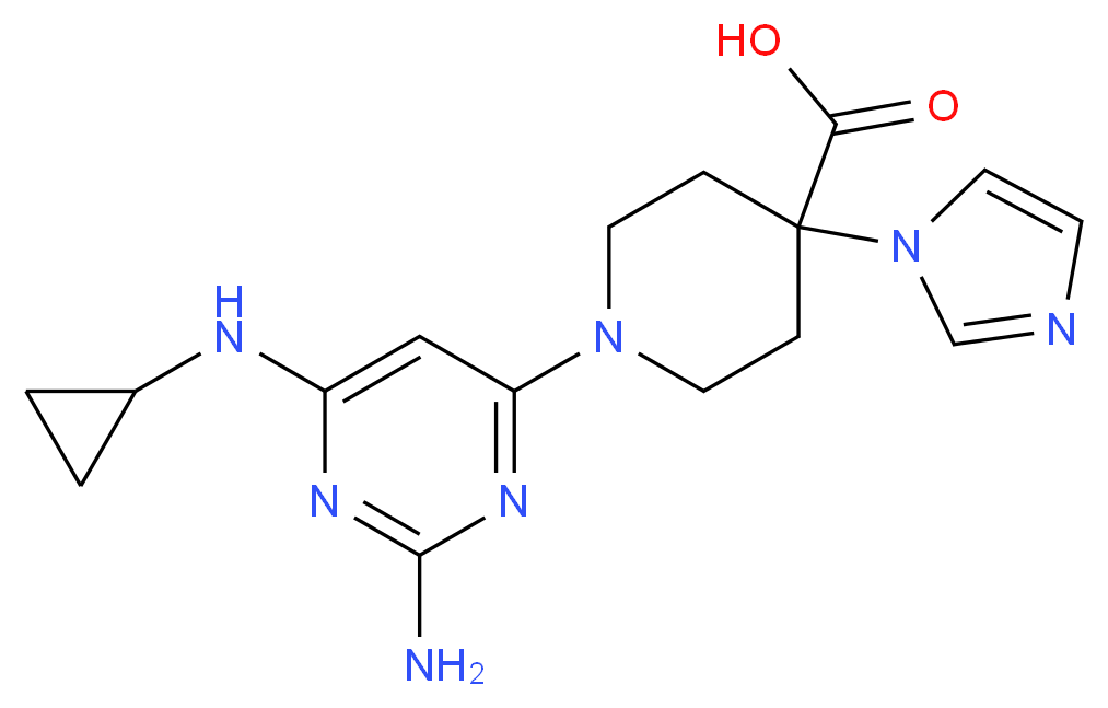 1-[2-amino-6-(cyclopropylamino)pyrimidin-4-yl]-4-(1H-imidazol-1-yl)piperidine-4-carboxylic acid_Molecular_structure_CAS_)