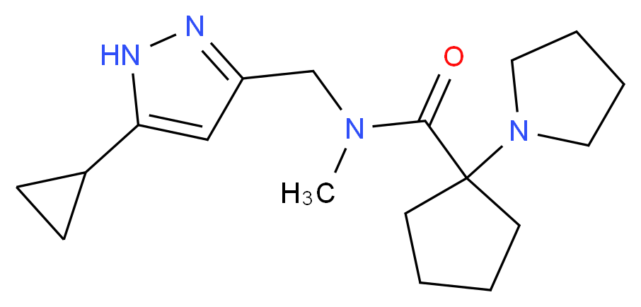 N-[(5-cyclopropyl-1H-pyrazol-3-yl)methyl]-N-methyl-1-pyrrolidin-1-ylcyclopentanecarboxamide_Molecular_structure_CAS_)