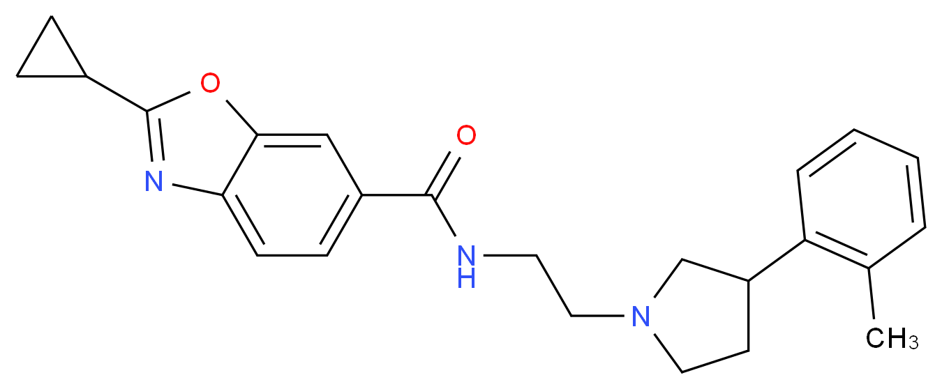 2-cyclopropyl-N-{2-[3-(2-methylphenyl)-1-pyrrolidinyl]ethyl}-1,3-benzoxazole-6-carboxamide_Molecular_structure_CAS_)