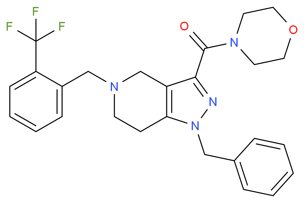 1-benzyl-3-(4-morpholinylcarbonyl)-5-[2-(trifluoromethyl)benzyl]-4,5,6,7-tetrahydro-1H-pyrazolo[4,3-c]pyridine_Molecular_structure_CAS_)