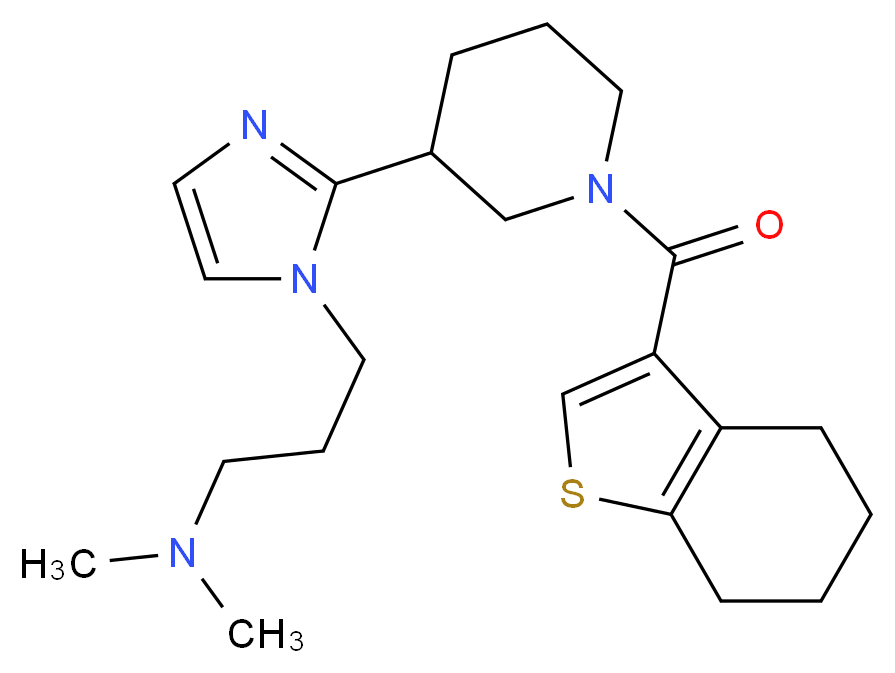 N,N-dimethyl-3-{2-[1-(4,5,6,7-tetrahydro-1-benzothien-3-ylcarbonyl)piperidin-3-yl]-1H-imidazol-1-yl}propan-1-amine_Molecular_structure_CAS_)