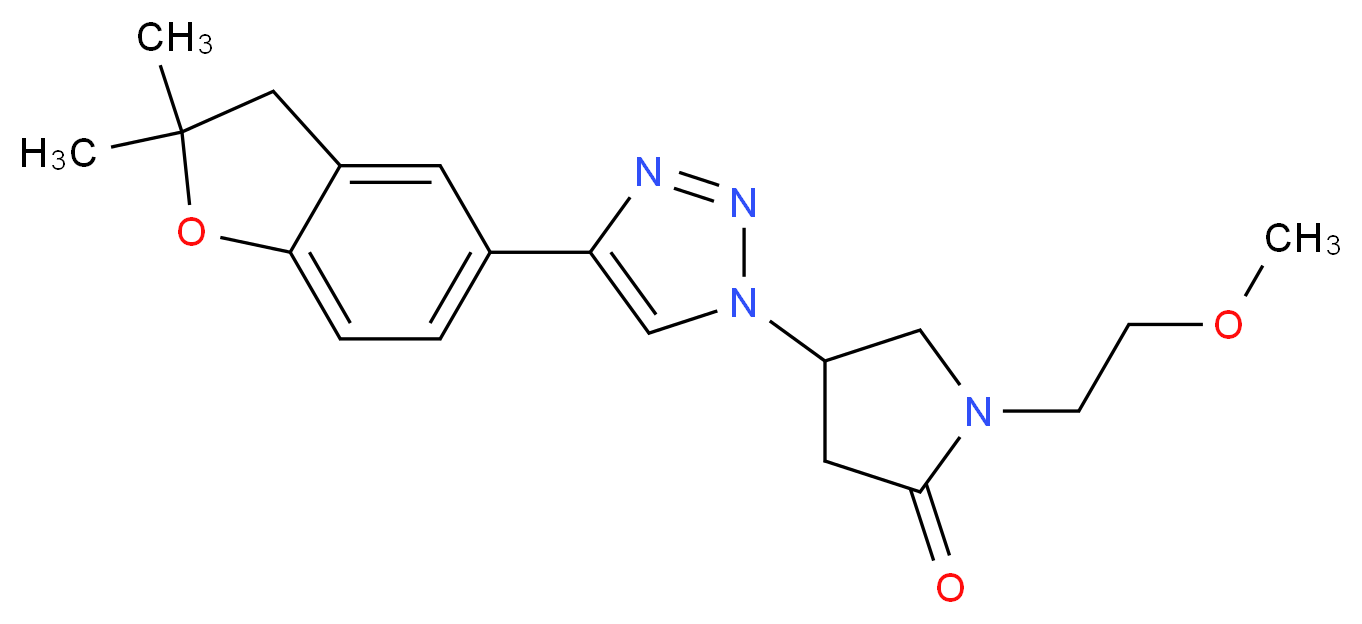 4-[4-(2,2-dimethyl-2,3-dihydro-1-benzofuran-5-yl)-1H-1,2,3-triazol-1-yl]-1-(2-methoxyethyl)pyrrolidin-2-one_Molecular_structure_CAS_)