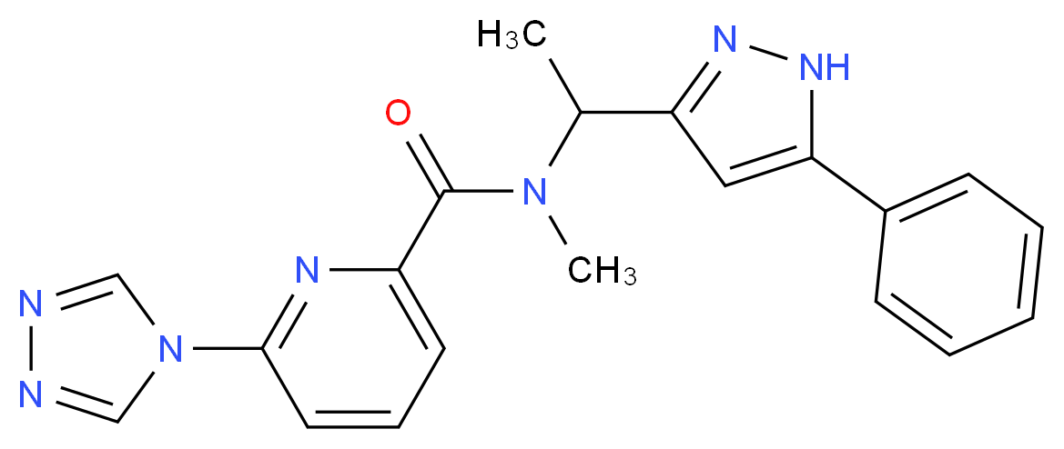 N-methyl-N-[1-(5-phenyl-1H-pyrazol-3-yl)ethyl]-6-(4H-1,2,4-triazol-4-yl)pyridine-2-carboxamide_Molecular_structure_CAS_)