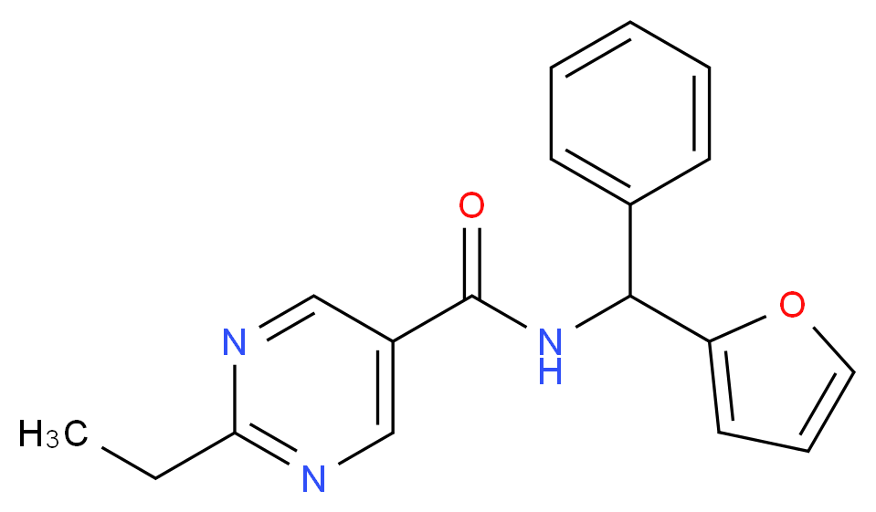 2-ethyl-N-[2-furyl(phenyl)methyl]pyrimidine-5-carboxamide_Molecular_structure_CAS_)