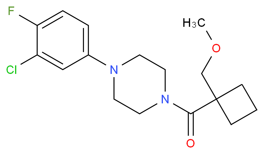 1-(3-chloro-4-fluorophenyl)-4-{[1-(methoxymethyl)cyclobutyl]carbonyl}piperazine_Molecular_structure_CAS_)