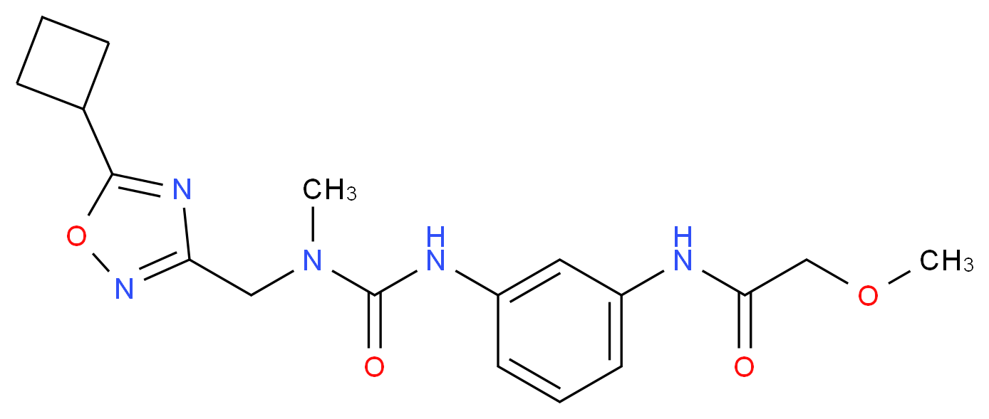 N-[3-({[[(5-cyclobutyl-1,2,4-oxadiazol-3-yl)methyl](methyl)amino]carbonyl}amino)phenyl]-2-methoxyacetamide_Molecular_structure_CAS_)