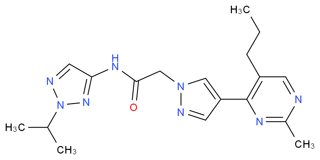 N-(2-isopropyl-2H-1,2,3-triazol-4-yl)-2-[4-(2-methyl-5-propylpyrimidin-4-yl)-1H-pyrazol-1-yl]acetamide_Molecular_structure_CAS_)