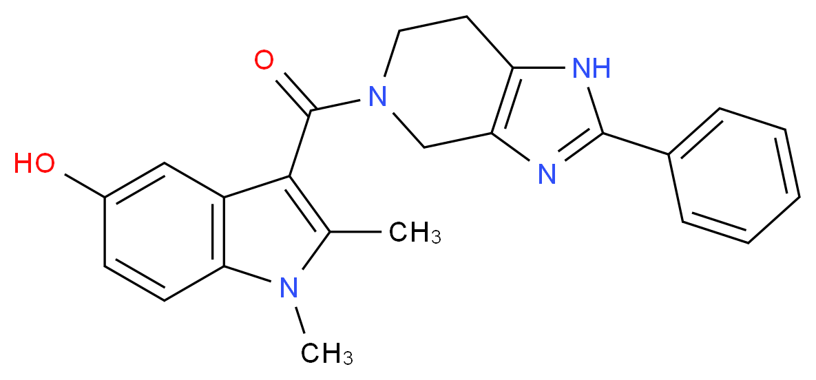 1,2-dimethyl-3-[(2-phenyl-1,4,6,7-tetrahydro-5H-imidazo[4,5-c]pyridin-5-yl)carbonyl]-1H-indol-5-ol_Molecular_structure_CAS_)