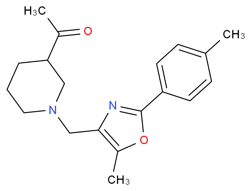 1-(1-{[5-methyl-2-(4-methylphenyl)-1,3-oxazol-4-yl]methyl}-3-piperidinyl)ethanone_Molecular_structure_CAS_)
