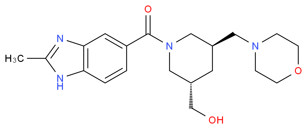 [(3S*,5R*)-1-[(2-methyl-1H-benzimidazol-5-yl)carbonyl]-5-(morpholin-4-ylmethyl)piperidin-3-yl]methanol_Molecular_structure_CAS_)