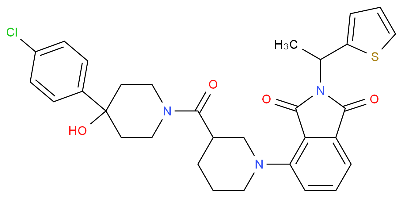 4-(3-{[4-(4-chlorophenyl)-4-hydroxy-1-piperidinyl]carbonyl}-1-piperidinyl)-2-[1-(2-thienyl)ethyl]-1H-isoindole-1,3(2H)-dione_Molecular_structure_CAS_)