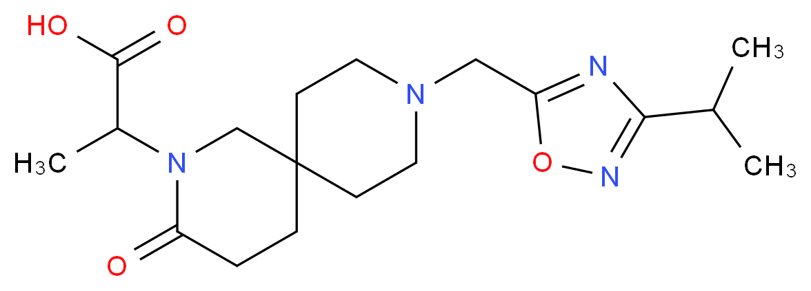 2-{9-[(3-isopropyl-1,2,4-oxadiazol-5-yl)methyl]-3-oxo-2,9-diazaspiro[5.5]undec-2-yl}propanoic acid_Molecular_structure_CAS_)