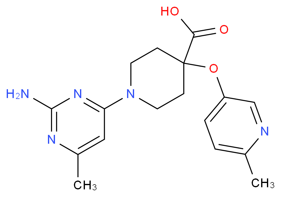 1-(2-amino-6-methylpyrimidin-4-yl)-4-[(6-methylpyridin-3-yl)oxy]piperidine-4-carboxylic acid_Molecular_structure_CAS_)