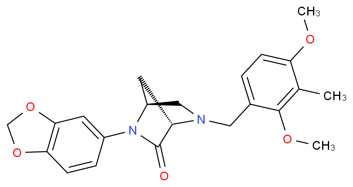 (1S*,4S*)-2-(1,3-benzodioxol-5-yl)-5-(2,4-dimethoxy-3-methylbenzyl)-2,5-diazabicyclo[2.2.1]heptan-3-one_Molecular_structure_CAS_)