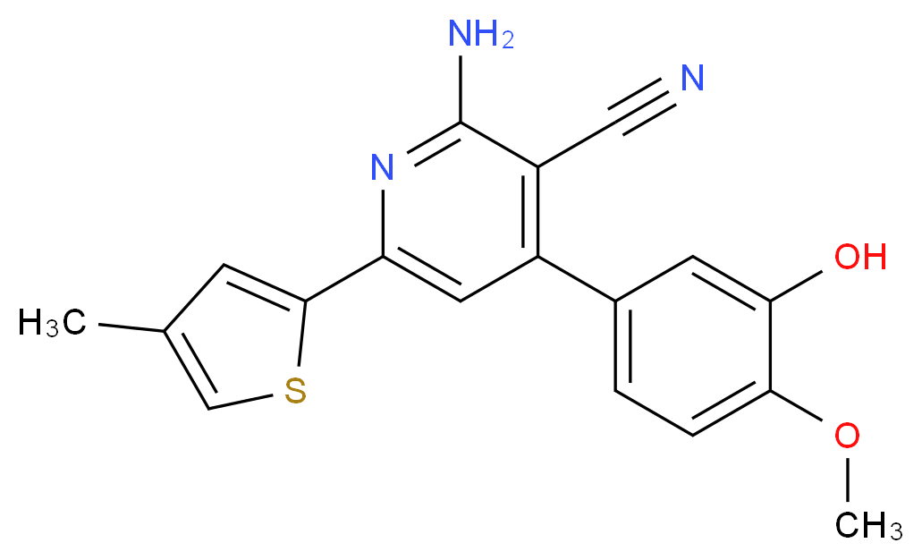 2-amino-4-(3-hydroxy-4-methoxyphenyl)-6-(4-methyl-2-thienyl)nicotinonitrile_Molecular_structure_CAS_)