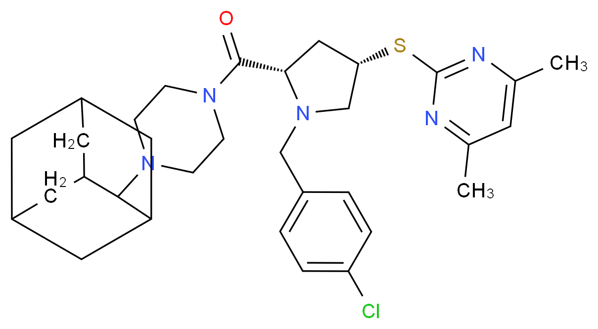 2-{[(3S,5S)-5-{[4-(2-adamantyl)-1-piperazinyl]carbonyl}-1-(4-chlorobenzyl)-3-pyrrolidinyl]thio}-4,6-dimethylpyrimidine_Molecular_structure_CAS_)