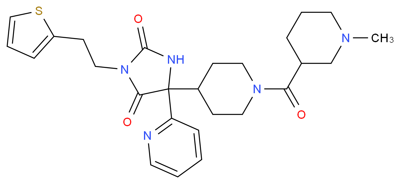5-{1-[(1-methyl-3-piperidinyl)carbonyl]-4-piperidinyl}-5-(2-pyridinyl)-3-[2-(2-thienyl)ethyl]-2,4-imidazolidinedione_Molecular_structure_CAS_)