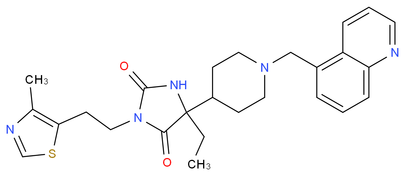 5-ethyl-3-[2-(4-methyl-1,3-thiazol-5-yl)ethyl]-5-[1-(5-quinolinylmethyl)-4-piperidinyl]-2,4-imidazolidinedione_Molecular_structure_CAS_)