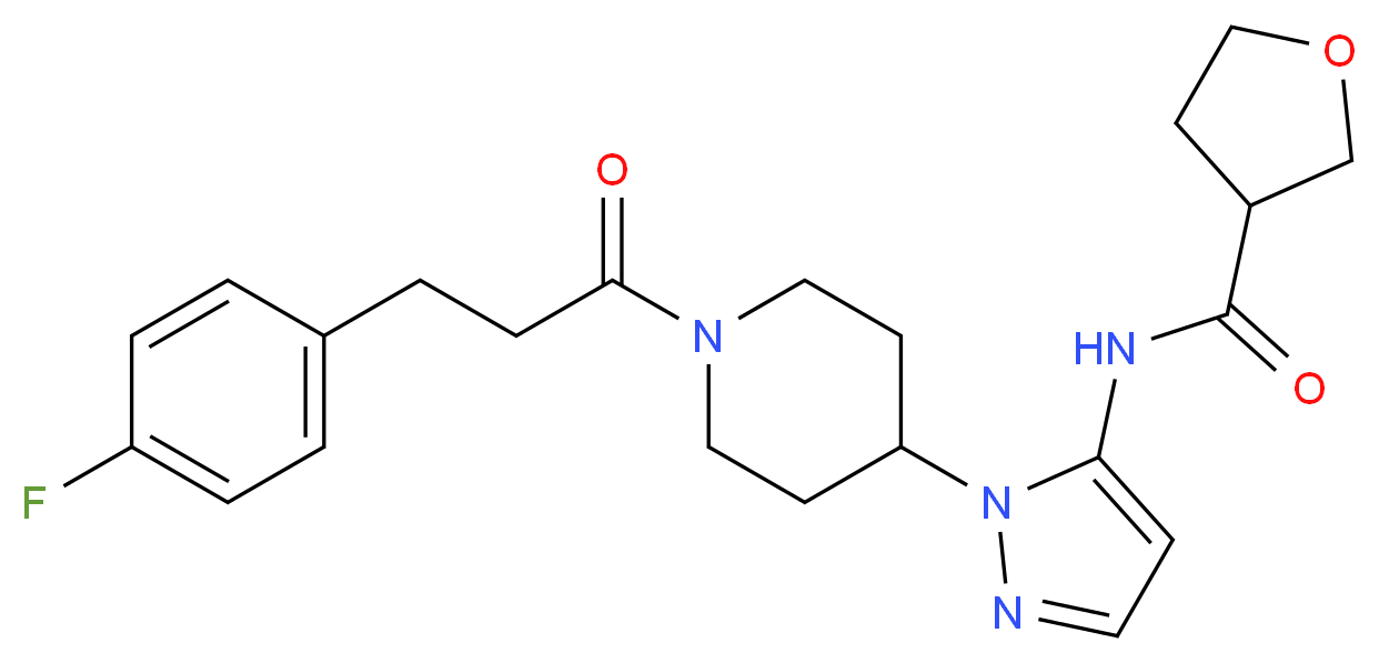 N-(1-{1-[3-(4-fluorophenyl)propanoyl]-4-piperidinyl}-1H-pyrazol-5-yl)tetrahydro-3-furancarboxamide_Molecular_structure_CAS_)