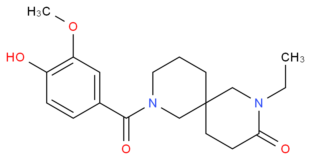 2-ethyl-8-(4-hydroxy-3-methoxybenzoyl)-2,8-diazaspiro[5.5]undecan-3-one_Molecular_structure_CAS_)