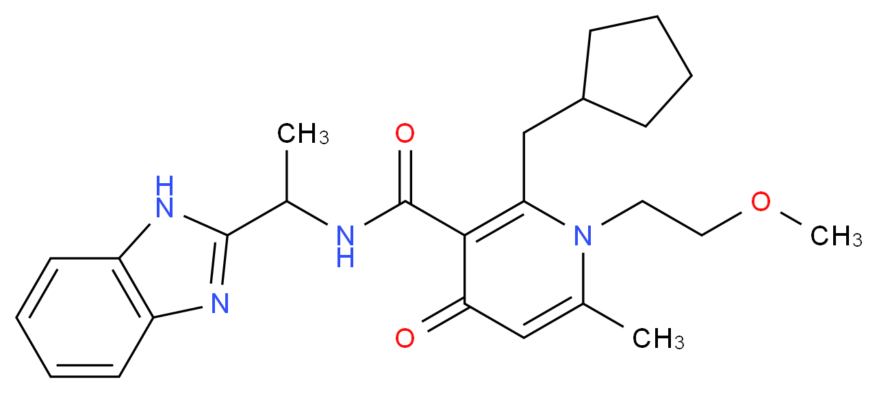 N-[1-(1H-benzimidazol-2-yl)ethyl]-2-(cyclopentylmethyl)-1-(2-methoxyethyl)-6-methyl-4-oxo-1,4-dihydro-3-pyridinecarboxamide_Molecular_structure_CAS_)