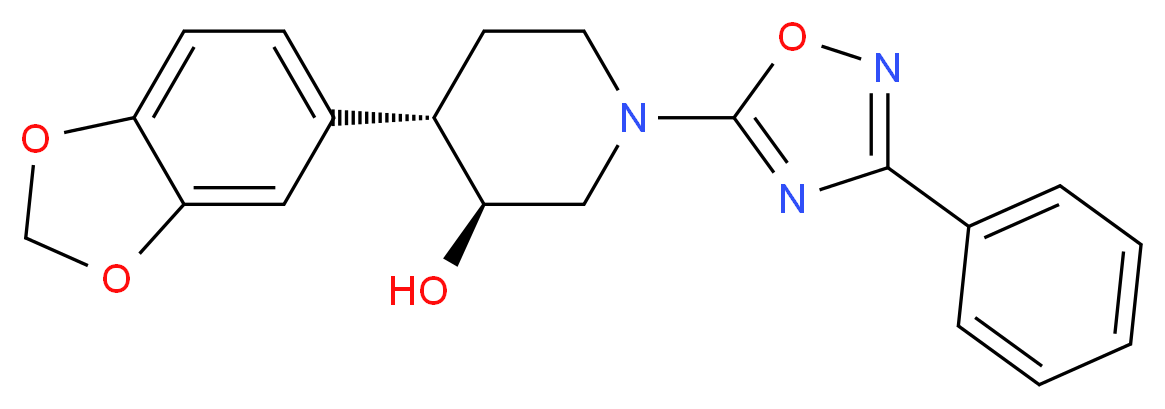 (3S*,4S*)-4-(1,3-benzodioxol-5-yl)-1-(3-phenyl-1,2,4-oxadiazol-5-yl)piperidin-3-ol_Molecular_structure_CAS_)