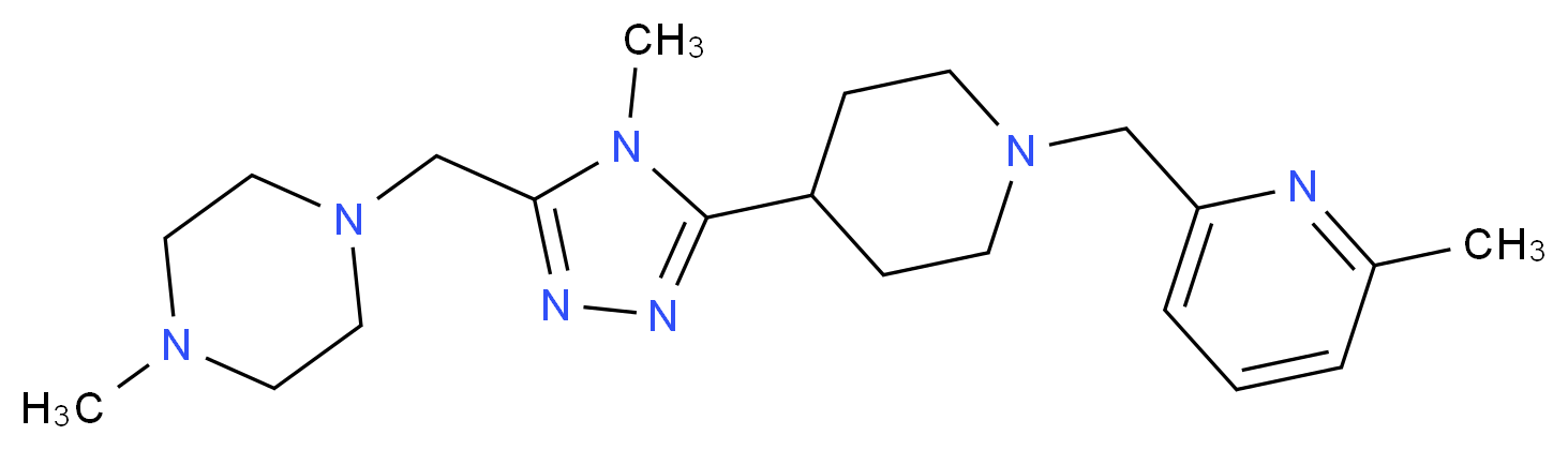 1-methyl-4-[(4-methyl-5-{1-[(6-methylpyridin-2-yl)methyl]piperidin-4-yl}-4H-1,2,4-triazol-3-yl)methyl]piperazine_Molecular_structure_CAS_)