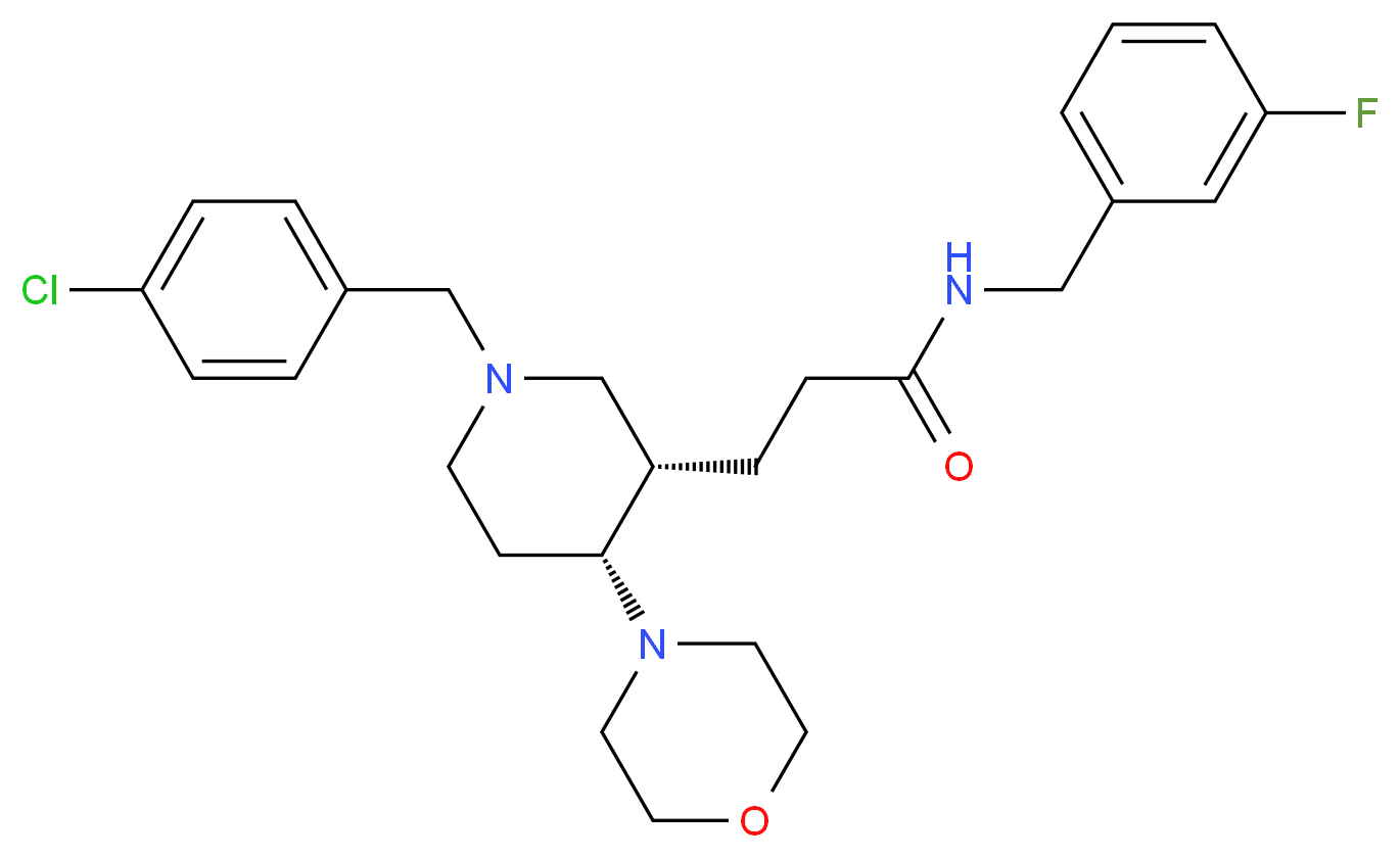 3-[(3S*,4R*)-1-(4-chlorobenzyl)-4-(4-morpholinyl)-3-piperidinyl]-N-(3-fluorobenzyl)propanamide_Molecular_structure_CAS_)
