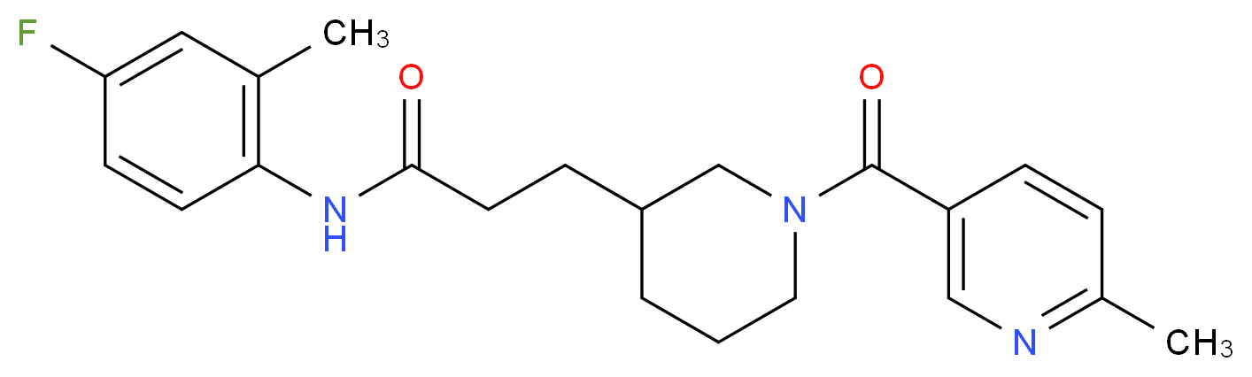 N-(4-fluoro-2-methylphenyl)-3-{1-[(6-methyl-3-pyridinyl)carbonyl]-3-piperidinyl}propanamide_Molecular_structure_CAS_)