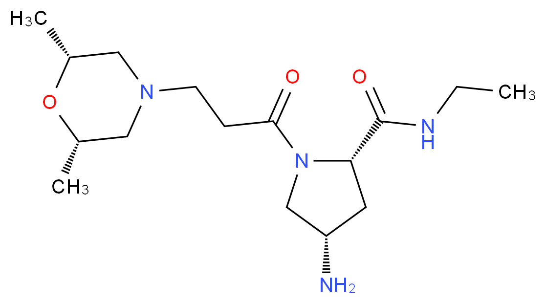 (4S)-4-amino-1-{3-[(2R,6S)-2,6-dimethylmorpholin-4-yl]propanoyl}-N-ethyl-L-prolinamide_Molecular_structure_CAS_)