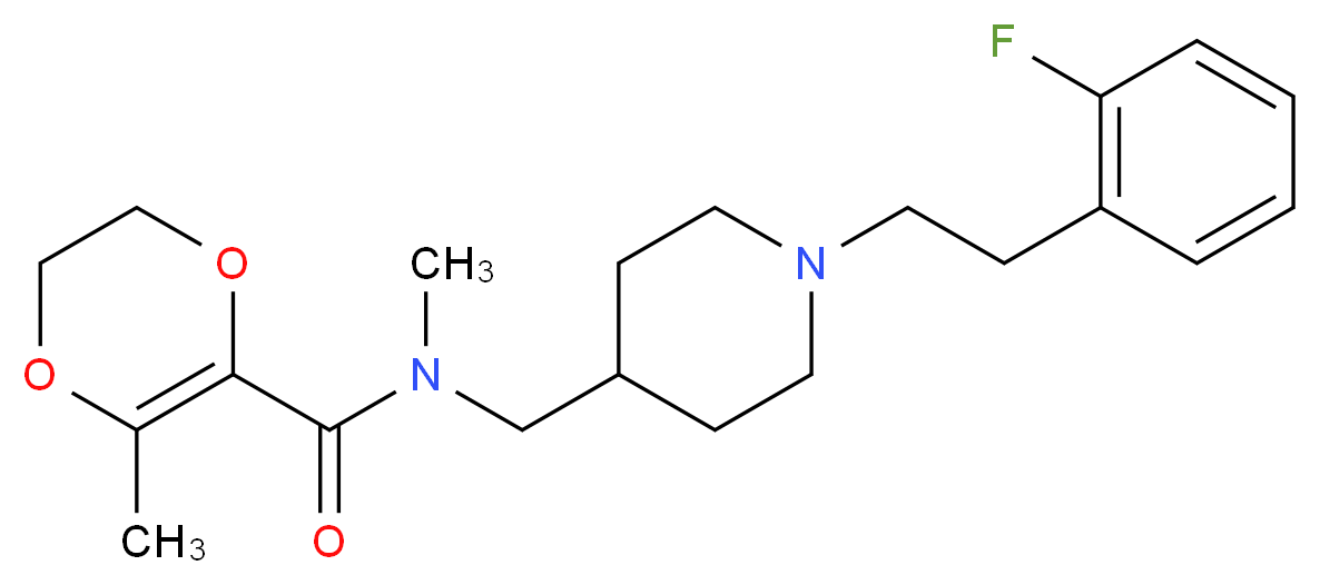 N-({1-[2-(2-fluorophenyl)ethyl]-4-piperidinyl}methyl)-N,3-dimethyl-5,6-dihydro-1,4-dioxine-2-carboxamide_Molecular_structure_CAS_)