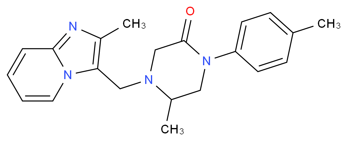 5-methyl-4-[(2-methylimidazo[1,2-a]pyridin-3-yl)methyl]-1-(4-methylphenyl)-2-piperazinone_Molecular_structure_CAS_)