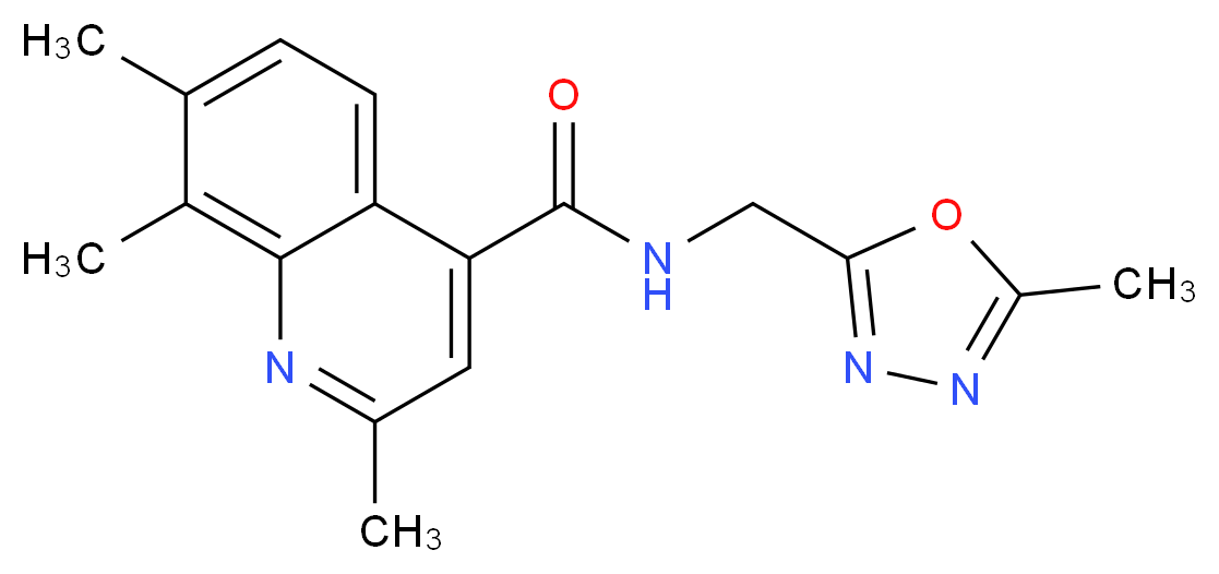 2,7,8-trimethyl-N-[(5-methyl-1,3,4-oxadiazol-2-yl)methyl]-4-quinolinecarboxamide_Molecular_structure_CAS_)