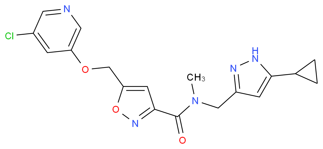 5-{[(5-chloro-3-pyridinyl)oxy]methyl}-N-[(5-cyclopropyl-1H-pyrazol-3-yl)methyl]-N-methyl-3-isoxazolecarboxamide_Molecular_structure_CAS_)