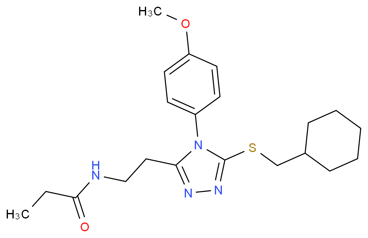 N-{2-[5-[(cyclohexylmethyl)thio]-4-(4-methoxyphenyl)-4H-1,2,4-triazol-3-yl]ethyl}propanamide_Molecular_structure_CAS_)