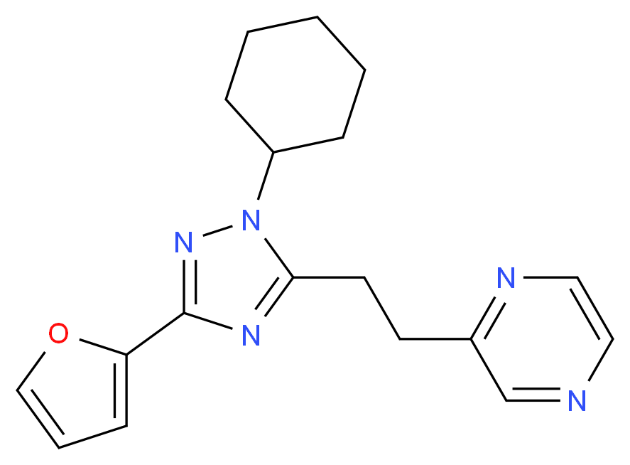 2-{2-[1-cyclohexyl-3-(2-furyl)-1H-1,2,4-triazol-5-yl]ethyl}pyrazine_Molecular_structure_CAS_)